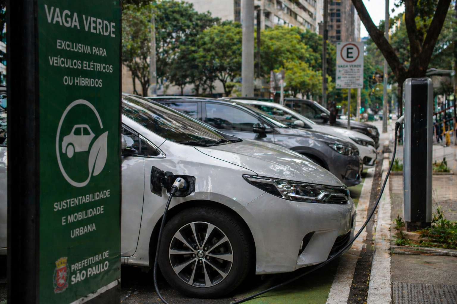 Câmara de SP aprova projeto que cria vagas verdes para veículos menos poluentes